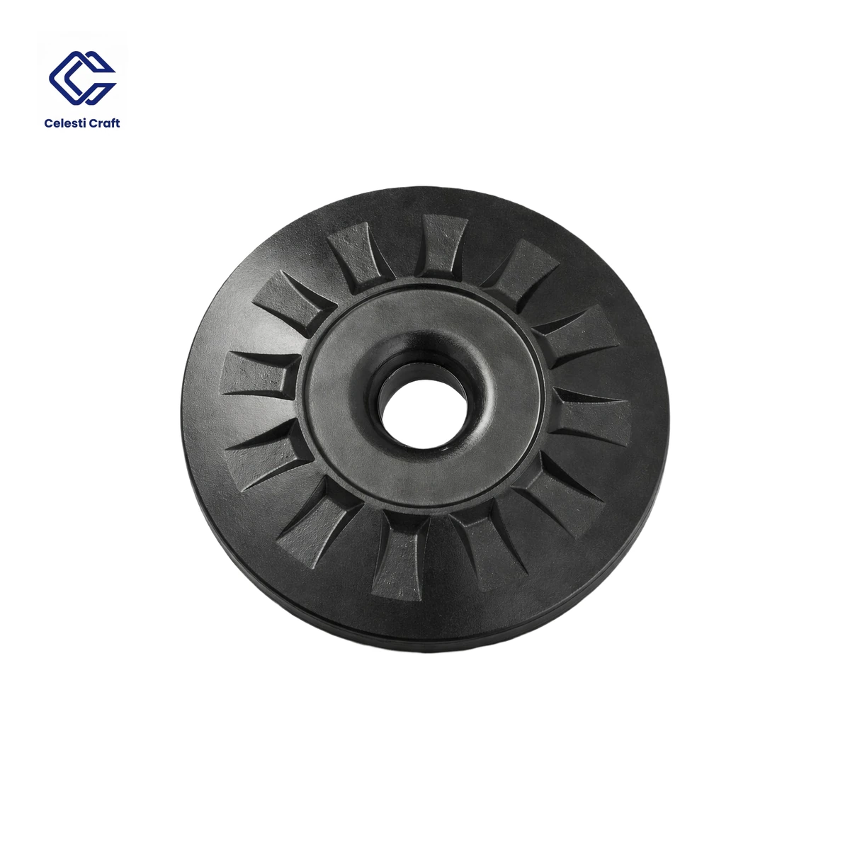 Radial fin forged pole plate, 3 to 5 inch coil, chrome CED zinc finish